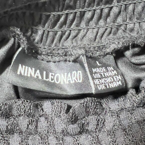 Nina Leonard Sheer Lace Overlay Mock Neck Sheath Dress Sz L Black Long Sleeve - Picture 13 of 16